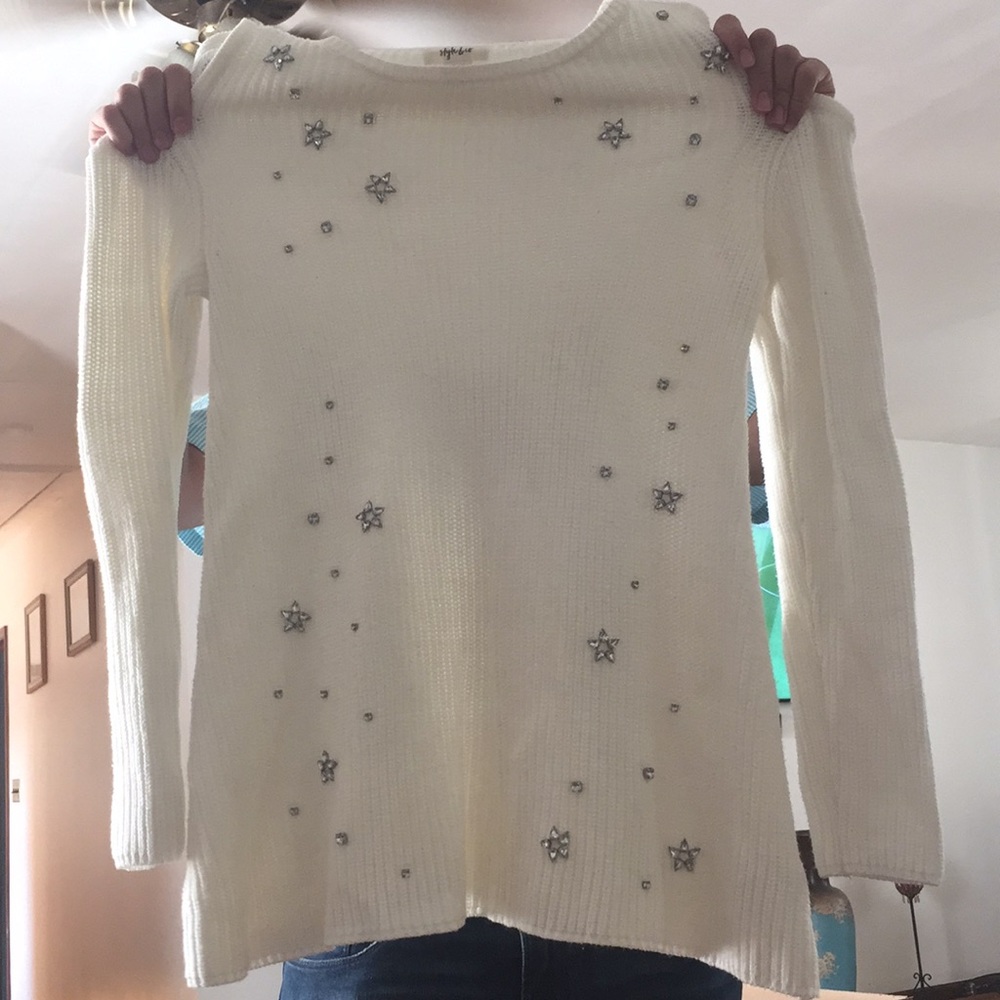 Style & Co knitted sweater with exposed shoulders